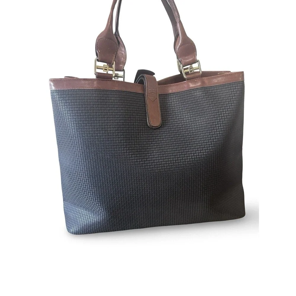 Bally Vintage Embossed B Canvas Tote with Leather Trim - Made in Italy - Picture 2 of 16